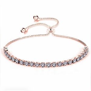 Elegant Rose Gold Bracelet with Clear Stones